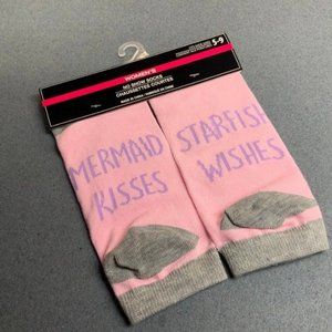 Ladies Socks No Show Mermaid Kisses Starfish Wishes Pink Grey Gray Purple